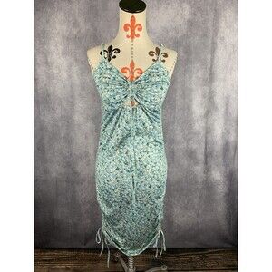 SHEIN  Womens Size M Mini Slip Tank Dress Spaghetti Strap Blue Floral Stretch